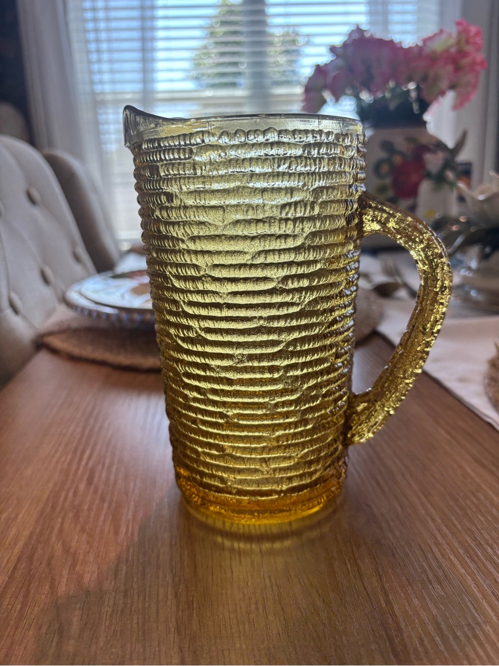 Vintage Anchor Hocking Soren juice with Ribbed Amber Glass